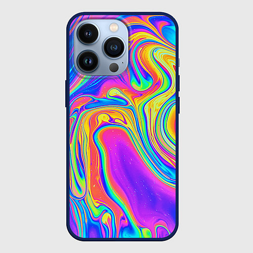 Чехол iPhone 13 Pro Цветные разводы / 3D-Тёмно-синий – фото 1