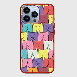 Чехол для iPhone 13 Pro Котики, цвет: 3D-красный