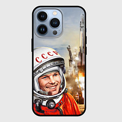 Чехол для iPhone 13 Pro Гагарин взлетает, цвет: 3D-черный
