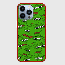 Чехол для iPhone 13 Pro Sad frogs, цвет: 3D-красный