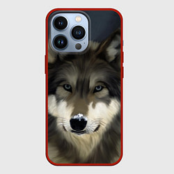 Чехол для iPhone 13 Pro Зимний волк, цвет: 3D-красный