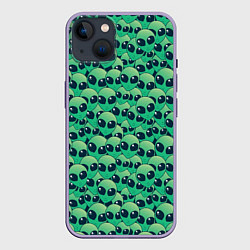 Чехол для iPhone 14 Plus Инопланетяне НЛО, цвет: 3D-серый