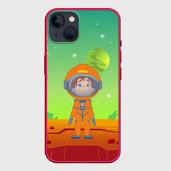 Чехол для iPhone 14 Plus Девочка на Марсе, цвет: 3D-малиновый
