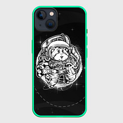 Чехол для iPhone 14 Plus Хомяк в космосе, цвет: 3D-мятный