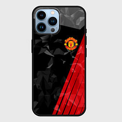 Чехол для iPhone 14 Pro Max FC Manchester United: Abstract, цвет: 3D-черный