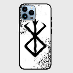 Чехол для iPhone 14 Pro Max БЕРСЕРК logo чб, цвет: 3D-черный