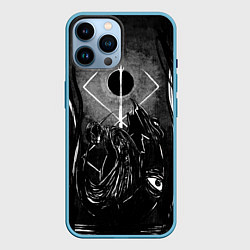 Чехол для iPhone 14 Pro Max БЕРСЕРК рисунок, цвет: 3D-голубой