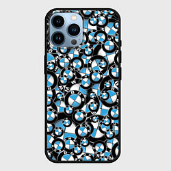 Чехол для iPhone 14 Pro Max BMW PATTERN LOGO, цвет: 3D-черный