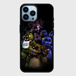 Чехол для iPhone 14 Pro Max Five Nights at Freddys - FNAF персонажи игры, цвет: 3D-черный