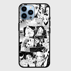 Чехол для iPhone 14 Pro Max Клинок рассекающий демонов паттерн, цвет: 3D-черный