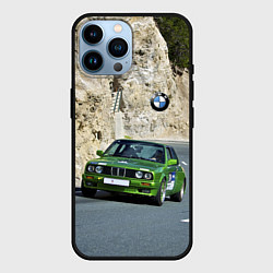 Чехол для iPhone 14 Pro Max Зелёная бэха на горной дороге, цвет: 3D-черный
