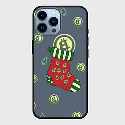 Чехол для iPhone 14 Pro Max Christmas funny bitcoin, цвет: 3D-черный
