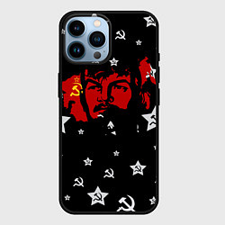 Чехол для iPhone 14 Pro Max Ленин на фоне звезд, цвет: 3D-черный