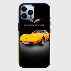 Чехол для iPhone 14 Pro Max Американский спорткар Chevrolet Corvette Stingray, цвет: 3D-тёмно-синий