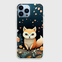 Чехол для iPhone 14 Pro Max Фэнтезийная лисичка в лесу фолк-арт, цвет: 3D-белый