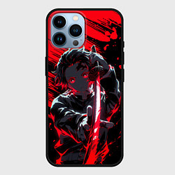 Чехол для iPhone 14 Pro Max Танджиро Камадо с катаной, цвет: 3D-черный