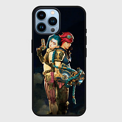 Чехол для iPhone 14 Pro Max Заклятые сестры Вай и Джинкс из Аркейн, цвет: 3D-черный