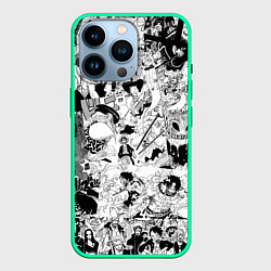 Чехол для iPhone 14 Pro One Piece Манга страницы, цвет: 3D-мятный