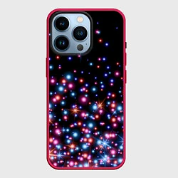 Чехол для iPhone 14 Pro ПРАЗДНИЧНЫЕ НОВОГОДНИЕ ОГОНЬКИ 2022, цвет: 3D-малиновый