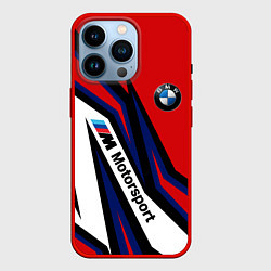 Чехол для iPhone 14 Pro БМВ МОТОСПОРТ BMW MOTOSPORT, цвет: 3D-красный