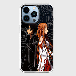 Чехол для iPhone 14 Pro Кирито и Асуна - Sword Art Online, цвет: 3D-белый