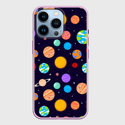 Чехол для iPhone 14 Pro Солнечная Система Планет, цвет: 3D-сиреневый