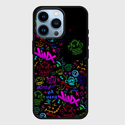 Чехол для iPhone 14 Pro League Of Legends неон - Arcane logo, цвет: 3D-черный