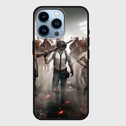 Чехол для iPhone 14 Pro ПAБГ, цвет: 3D-черный