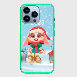 Чехол для iPhone 14 Pro Зайчик с подарком - 2023, цвет: 3D-мятный