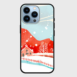 Чехол для iPhone 14 Pro Зимние новогодние горы, цвет: 3D-черный