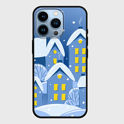 Чехол для iPhone 14 Pro Маленький новогодний городок, цвет: 3D-черный