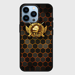 Чехол для iPhone 14 Pro Згип gold logo, цвет: 3D-черный