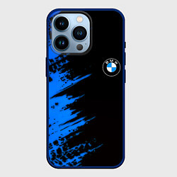 Чехол для iPhone 14 Pro BMW краски синие, цвет: 3D-тёмно-синий