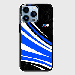 Чехол для iPhone 14 Pro BMW M - синие волны, цвет: 3D-черный