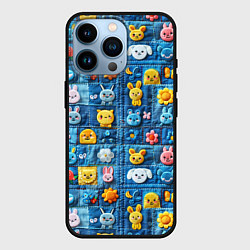 Чехол для iPhone 14 Pro Пэчворк с зайчиками, цвет: 3D-черный
