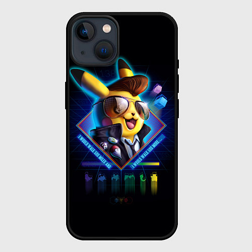 Чехол iPhone 14 Retro Pikachu / 3D-Черный – фото 1