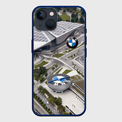 Чехол для iPhone 14 BMW city, цвет: 3D-тёмно-синий