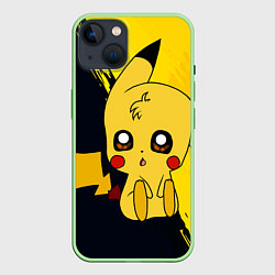 Чехол для iPhone 14 ПикачуPikachu, цвет: 3D-салатовый