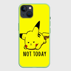Чехол для iPhone 14 Пикачу лень, цвет: 3D-салатовый