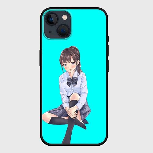 Чехол iPhone 14 Anime girl / 3D-Черный – фото 1