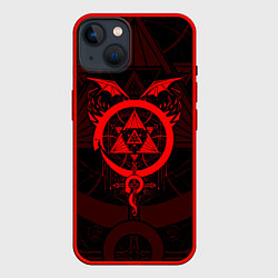 Чехол для iPhone 14 СТАЛЬНОЙ АЛХИМИК КРАСНАЯ ЭМБЛЕМА, цвет: 3D-красный