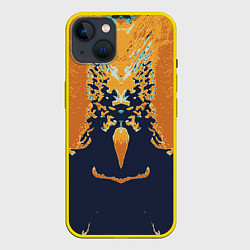 Чехол для iPhone 14 Абстрактный,цветной узор Abstraction, цвет: 3D-желтый