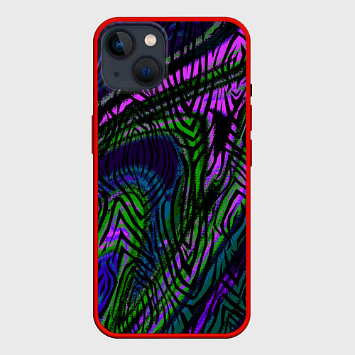 Чехол iPhone 14 Абстрактный современный тигровый узор / 3D-Красный – фото 1