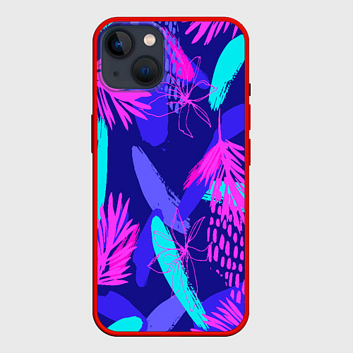 Чехол iPhone 14 ЯРКИЕ ТЕКСТУРНЫЕ ЦВЕТЫ / 3D-Красный – фото 1