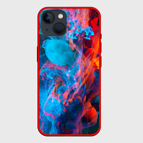 Чехол iPhone 14 Красный и синий абстрактный дым / 3D-Красный – фото 1