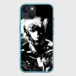 Чехол для iPhone 14 METAL GEAR RISING - ЧБ ГЕРОЙ, цвет: 3D-голубой