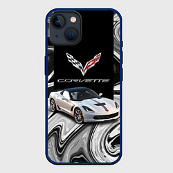 Чехол для iPhone 14 Chevrolet Corvette - Motorsport - Racing team, цвет: 3D-тёмно-синий