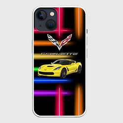 Чехол для iPhone 14 Chevrolet Corvette - гоночная команда - Motorsport, цвет: 3D-белый