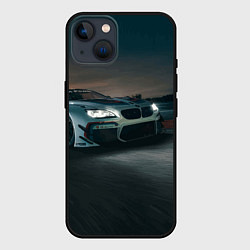 Чехол для iPhone 14 Бэха на ночной гоночной трассе - M Performance, цвет: 3D-черный