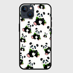 Чехол для iPhone 14 Панды и бамбук, цвет: 3D-черный